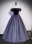 Purple Gradient Tulle Off Shoulder Long Party Dress, A-Line Purple Classy Evening Dress Classy Prom Dress