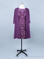 Purple Lace Mother of the Bride Dresses Chiffon Jacket