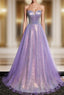 Purple Sweetheart Neck Long Evening Prom Dress Purple Evening Party Dress