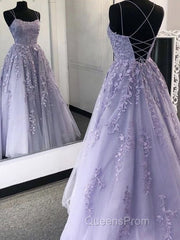 Purple Tulle Lace Long Evening Prom Dress Formal Dress