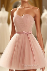 Cute Sweetheart Neck Tulle Short Evening Prom Dress, Bridesmaid Dress