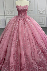 Quinceanera Dress Romantic Court Train Ball Gown Strapless Pleated