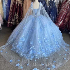 3D Flowers Tulle Sweetheart Ball Gown Quinceanera Dress Purple With Cape