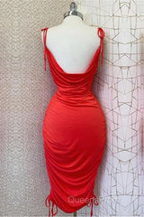 Red Cowl Neck Midi Bodycon Dress