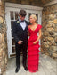 Long Red Classy Prom Dress, Sexy Lace Classy Evening Dress With Slit