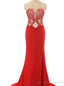 Red Prom Dresses Beading Prom Dresses Mermaid Evening Dresses