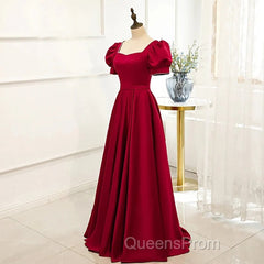 Red Puff Sleeve Evening Prom Dress / Red Bridesmaid Dress / Victorian Dress
