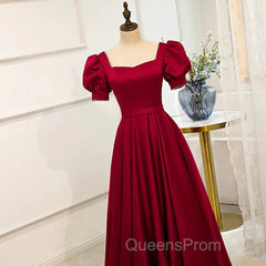 Red Puff Sleeve Evening Prom Dress / Red Bridesmaid Dress / Victorian Dress