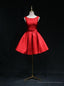 Red Satin Backless Bow Homecoming Dress