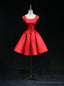 Red Satin Open Back Bow Homecoming Dress