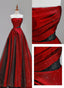 Red Satin With Black Tulle Long Party Dress, Red Satin Classy Prom Dress Classy Evening Dress
