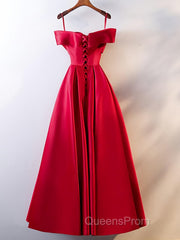 Red Tea Length Evening Prom Dress, Red Tea Length Formal Bridesmaid Dress