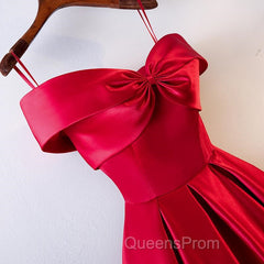 Red Tea Length Evening Prom Dress, Red Tea Length Formal Bridesmaid Dress
