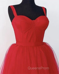 Red Tulle Spaghetti Straps Midi Corset Dress