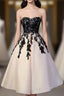 Champagne Lace Short Evening Prom Dress, Lace Evening Dress