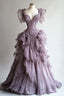 Retro Ball Gown Sweetheart Layers Lilac Tulle Party Dress Long Classy Prom Dress Classy Evening Dress