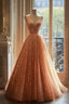 Retro Ball Gown V Neckline Sequin Party Dress Long Classy Prom Dress Classy Evening Dress