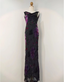 Retro Black Mermaid Neckline Embroidered Floral Backless Chiffon Long Classy Prom Dress