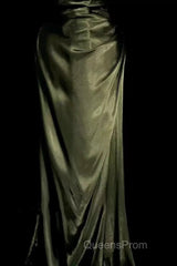 Retro Mermaid Spaghetti Straps Satin Green Long Evening Dress Evening Prom Dress