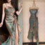 Retro Mermaid Spaghetti Straps Satin Long Party Dress Classy Prom Dress