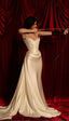Retro Mermaid Strapless Satin Ruffles Long Party Dress Classy Prom Dress