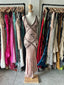 Retro Pink Mermaid Backless V-Neck Beaded Chiffon Long Classy Prom Dress