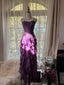 Retro Strapless Grape Purple Fungus Curled Skirt Chiffon Long Classy Prom Dress