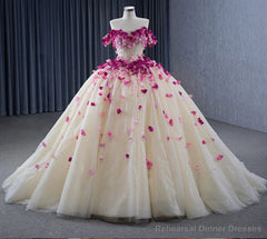 Romantic Heart Off-the-Shoulder Tulle Quinceaera Dress