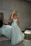 Romantic Off-The-Shoulder Chiffon Sleeveless Classy Prom Dress Beads Pleats With Zipper