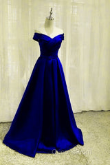Royal Blue Bridesmaid Dress Satin Off The Shoulder