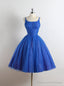 Royal Blue Tulle Spaghetti Straps Homecoming Dress