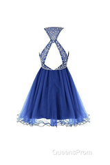 Royal Bule Tulle Homecoming Dress Short Evening Prom Gowns