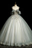 Scoop Neckline Tulle Long Formal Dress with Beaded, A-Line Evening Dress