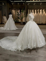 Scoop Sleeveless Tulle Embroidery With Beading Court Train Ball Gown Wedding Dress