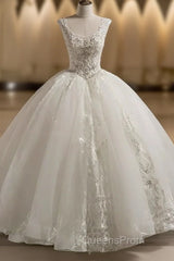 Scoop Sleeveless Tulle Embroidery With Beading Court Train Ball Gown Wedding Dress