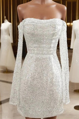 Sequined Backless Wedding Dress With Long Detachable Sleeves
