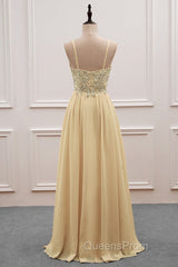 Sequined Spaghetti Straps Chiffon Long Evening Prom Dress