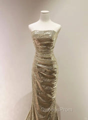 Sequins Mermaid Scoop Long Evening Dress, Long Evening Prom Dress Party Dress