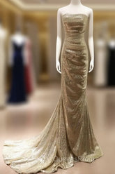 Sequins Mermaid Scoop Long Evening Dress, Long Evening Prom Dress Party Dress