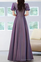 Sexy A line Grape Sequin Prom Dress Long Prom Dresses