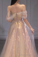 Sexy A line Off The Shoulder Prom Dresses With Sleeves Long Prom Gown