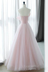 Sexy A-Line Pink Tulle Long Evening Prom Dress