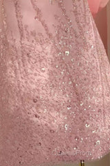 Sexy A Line Scoop Pink Sequin Travel Vacation Dress Short Birthday Dress