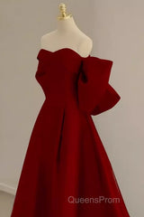 Sexy A Line Strapless Red Long Evening Prom Dress