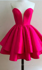 Sexy A-Line Sweetheart Sleeveless Tiered Short Homecoming Dress With Pleats