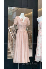 Sexy A Line V Neckline Pink Chiffon Beach Dress WomenS Vacation Dress