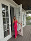Sexy A Line V Neckline Sleeveless Party Dress Hot Pink Classy Prom Dress