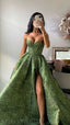 Sexy Ball Gown Classy Prom Gown With Straps Green Lace Classy Prom Dress For Teens