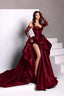 Sexy Ball Gown Strapless Burgundy Long Slit Party Dress Classy Prom Dress