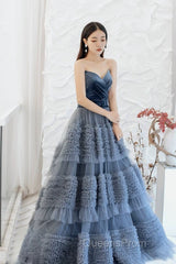 Sexy Ball Gown Sweetheart Neckline Gray Tulle Evening Dress Evening Prom Dress
